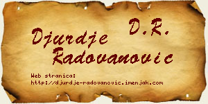 Đurđe Radovanović vizit kartica
